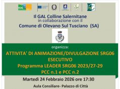 Sarà il comune di Olevano Sul Tusciano ad ospitare il nono incontro Territoriale sulla Strategia SRG06 ed i due Progetti di Comunità del Gal